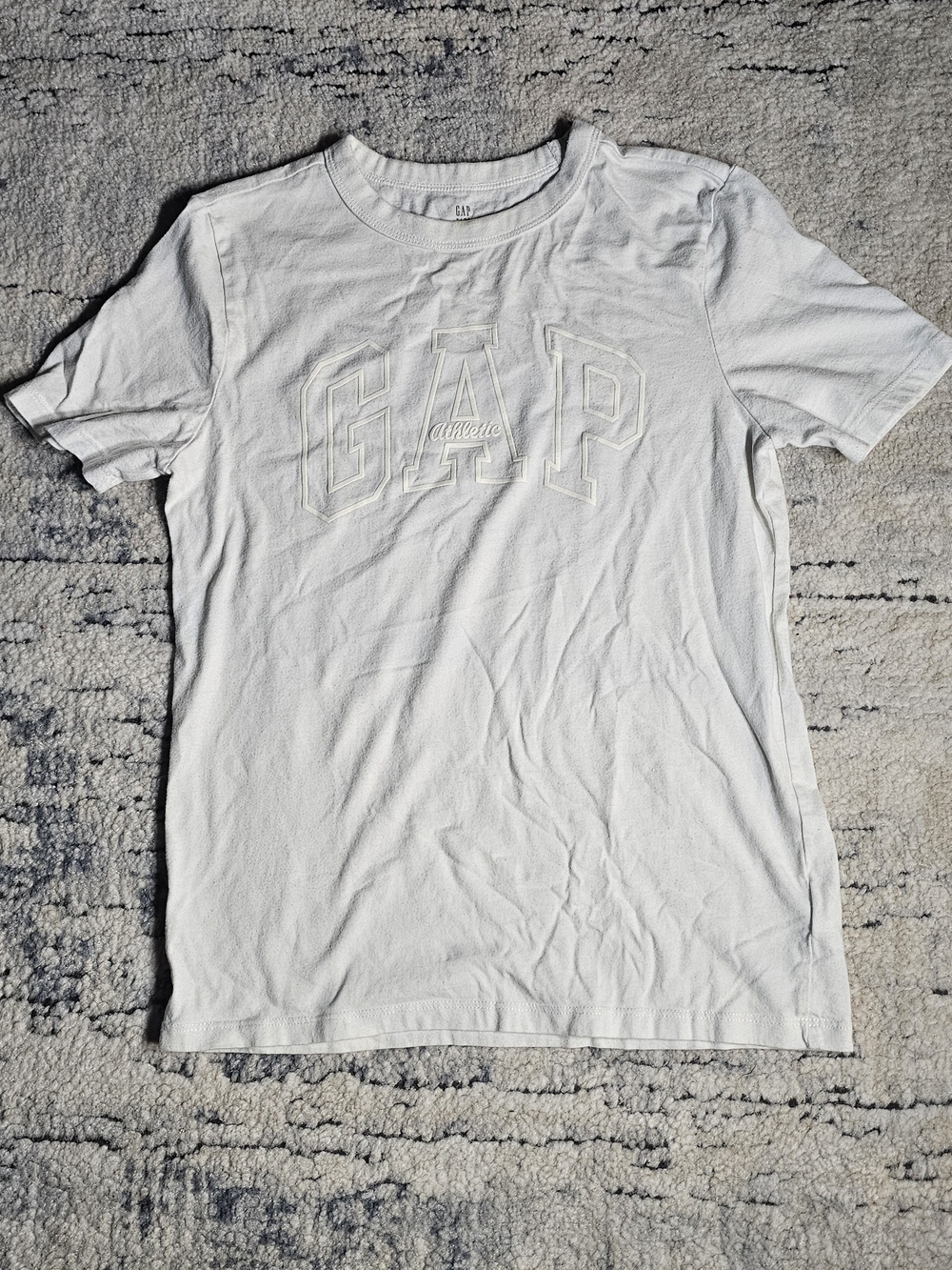 GAP Boy's White Embroidered Logo Crew Neck T-Shirt